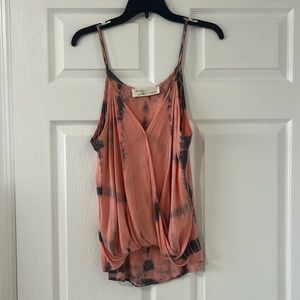 Pink and gray tie dye tank top
